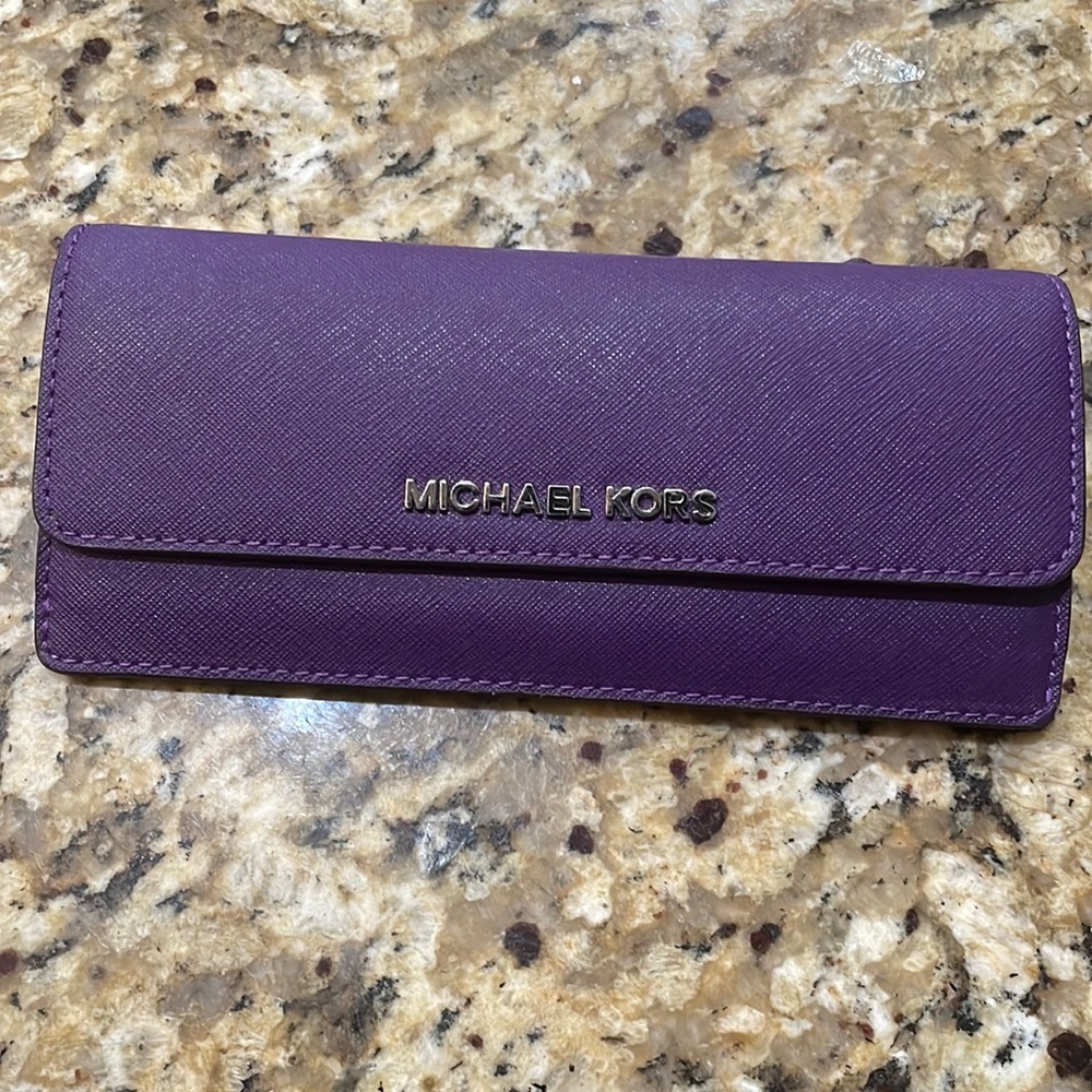 Michael Kors Purple Slim Travel Wallet